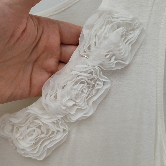 Clientele white applique top plus size blouse 22 lightweight 3X casual stretch - Picture 5 of 10